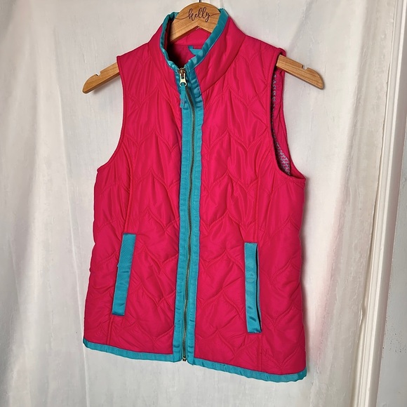 Vineyard Vines Pink Blue Quilted Down Puffer Vest Zip Up Cozy Outerwear | Sz XS - Picture 17 of 17